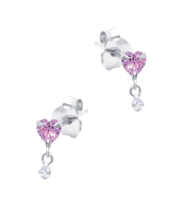 Hanging Heart CZ Silver Stud Earring STS-6342